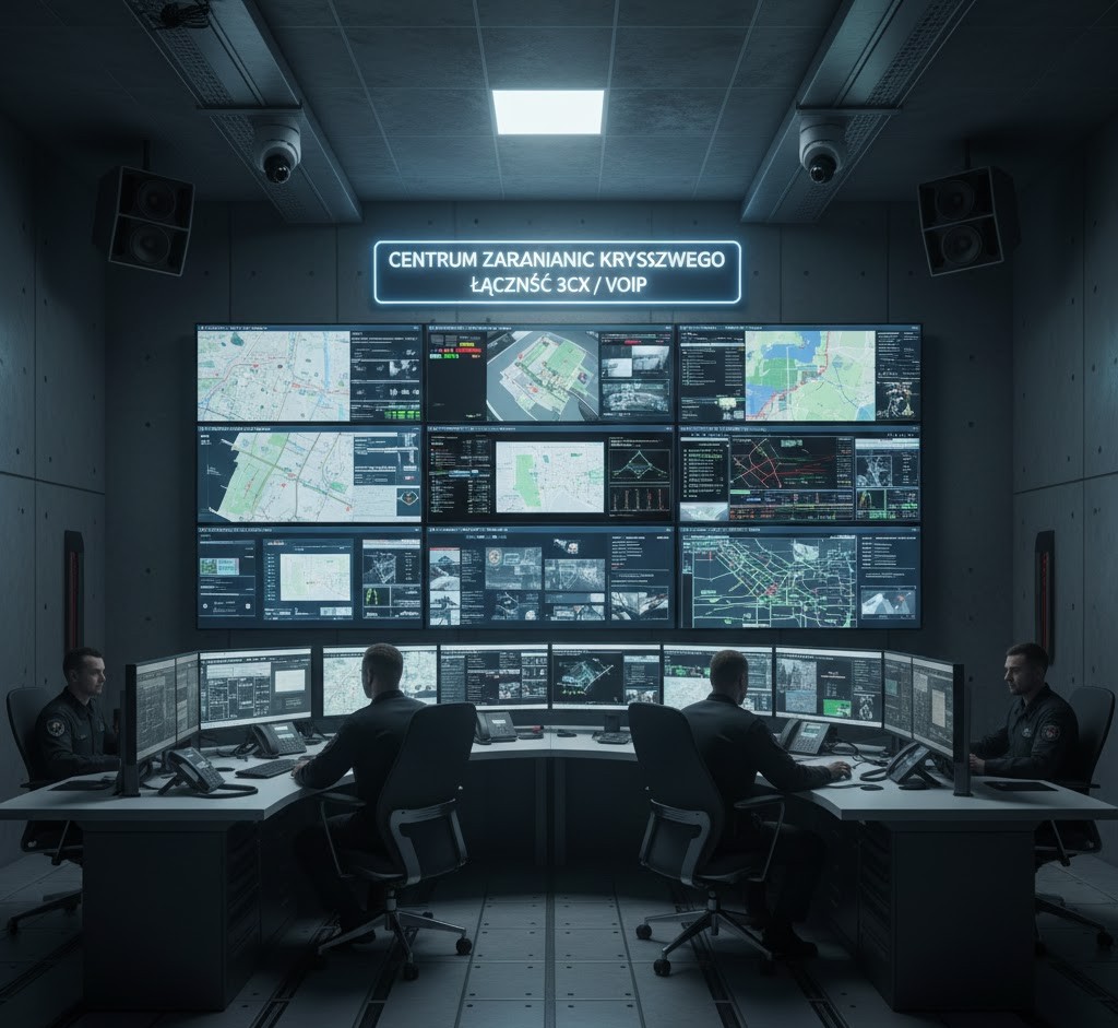 Centrum zarządzania kryzysowego i ściana wideo